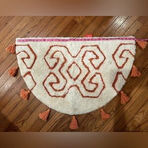 Opalhouse Jungalow White and Orange Patterned Rug with Tassels from Target